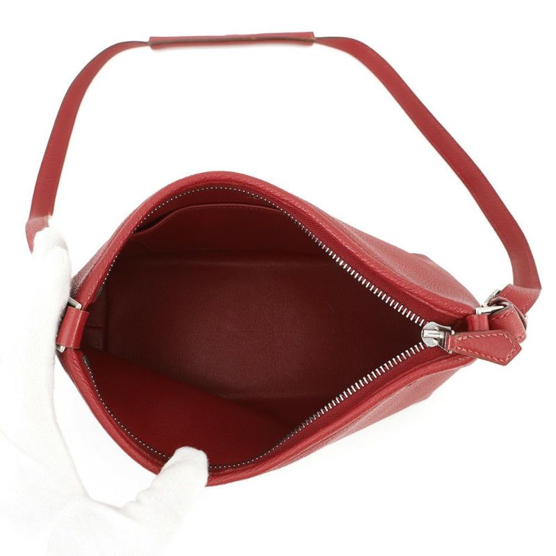 エルメス ショルダーバッグ ベルランゴPM ルージュヴィフ/シルバー金具 トゴ □C刻印