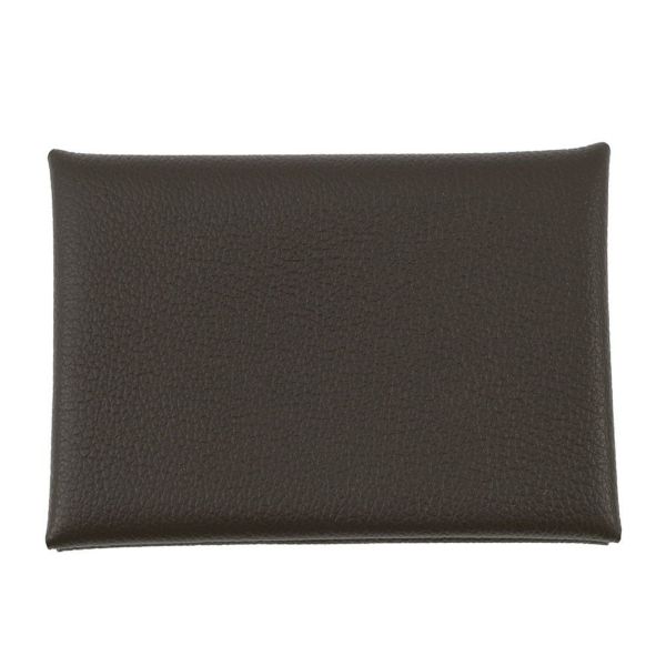 エルメス コインケース カルヴィ デュオ モカ/シルバー金具 エバーカラー B刻印 HERMES 財布