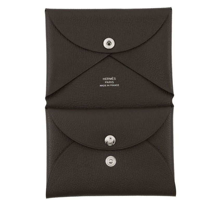 エルメス コインケース カルヴィ デュオ モカ/シルバー金具 エバーカラー B刻印 HERMES 財布