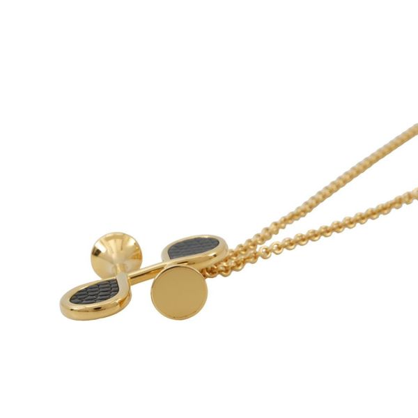 エルメス ネックレス コル H ブラック/ゴールド金具 HERMES アクセサリー 黒