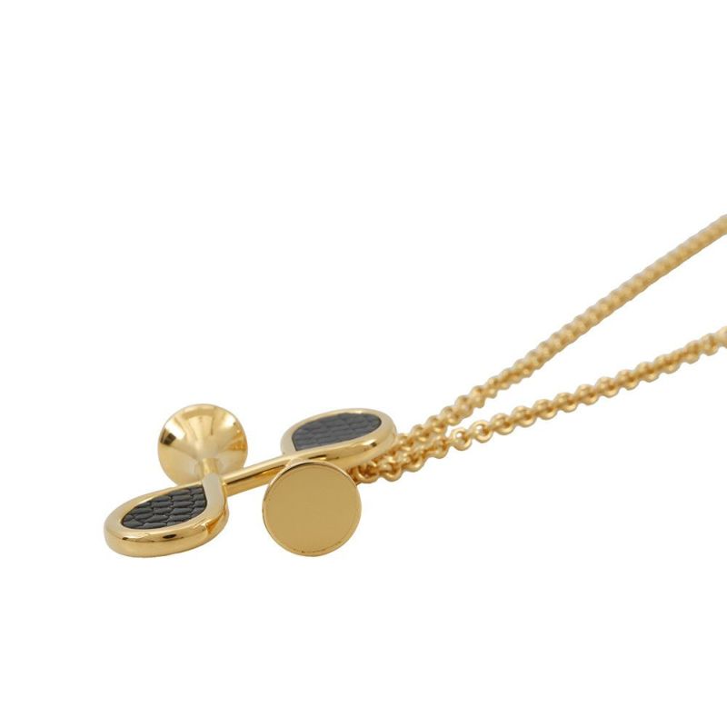 エルメス ネックレス コル H ブラック/ゴールド金具 HERMES アクセサリー 黒