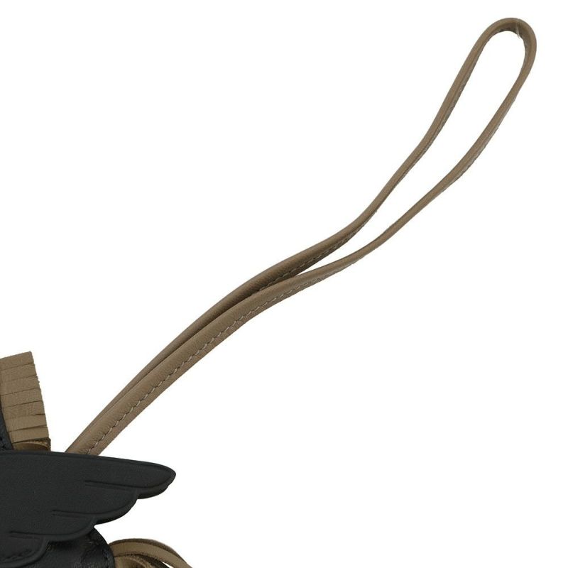 エルメス バッグチャーム ロデオPM ペガサス ブラック/エトゥープ ラムスキン W刻印 黒