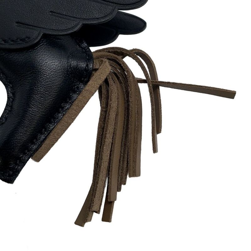 エルメス バッグチャーム ロデオPM ペガサス ブラック/エトゥープ ラムスキン W刻印 黒