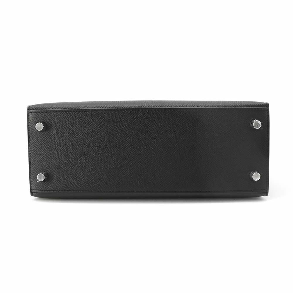 エルメス ハンドバッグ ケリー25 外縫い ブラック/シルバー金具 エプソン W刻印 2wayショルダー