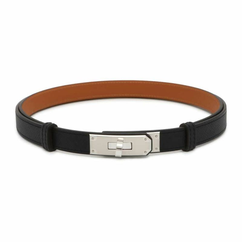 エルメス ケリーベルト ブラック/シルバー金具 エプソン B刻印 HERMES 黒