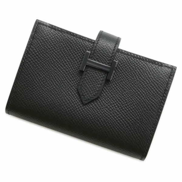 エルメス カードケース ベアン ミニ ブラック/ブラック金具 エプソン U刻印 HERMES 財布 黒