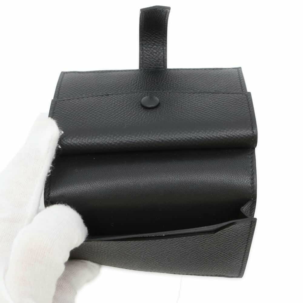 エルメス カードケース ベアン ミニ ブラック/ブラック金具 エプソン U刻印 HERMES 財布 黒