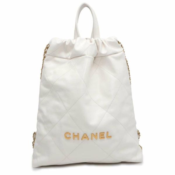 シャネル リュック シャネル22 バックパック カーフレザー AS3859 CHANEL バッグ 白