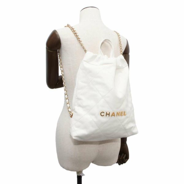 シャネル リュック シャネル22 バックパック カーフレザー AS3859 CHANEL バッグ 白