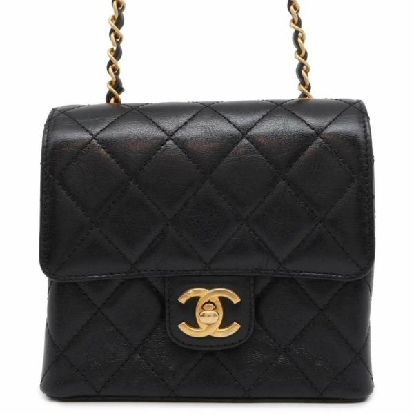 シャネル チェーンショルダーバッグ ミニ マトラッセ ココマーク カーフレザー AS3648 CHANEL バッグ 黒