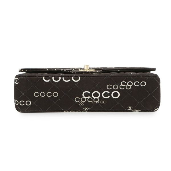 シャネル チェーンショルダーバッグ COCOプリント マトラッセ25 ココマーク ダブルチェーン キャンバス A01112 CHANEL 黒