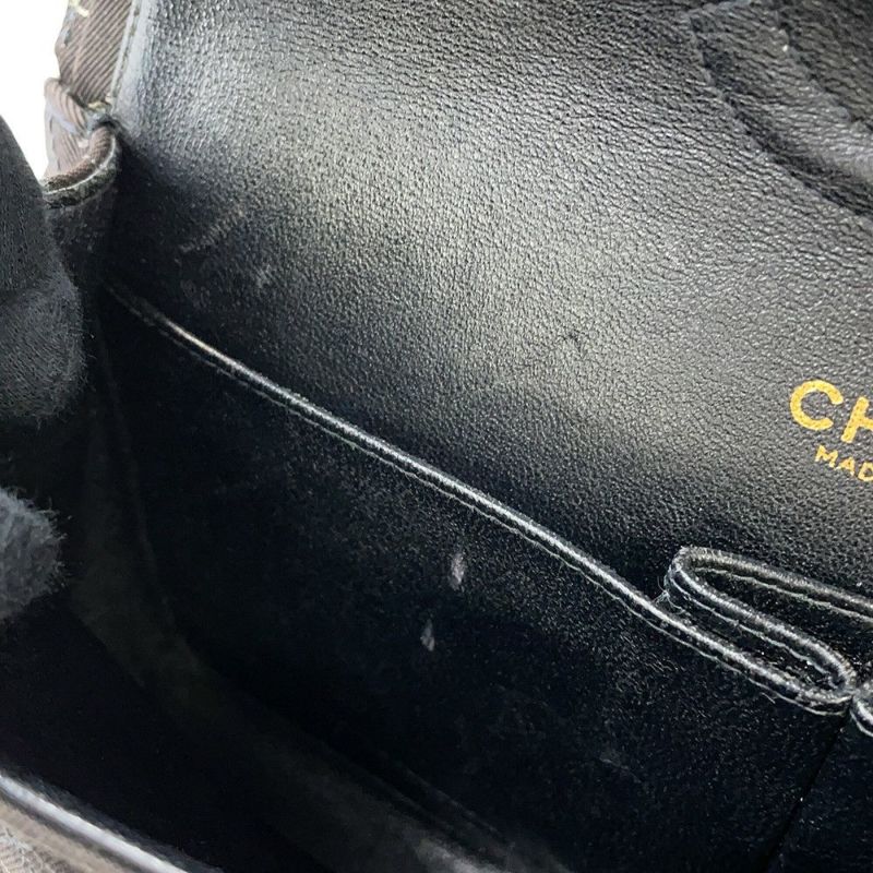 シャネル チェーンショルダーバッグ COCOプリント マトラッセ25 ココマーク ダブルチェーン キャンバス A01112 CHANEL 黒