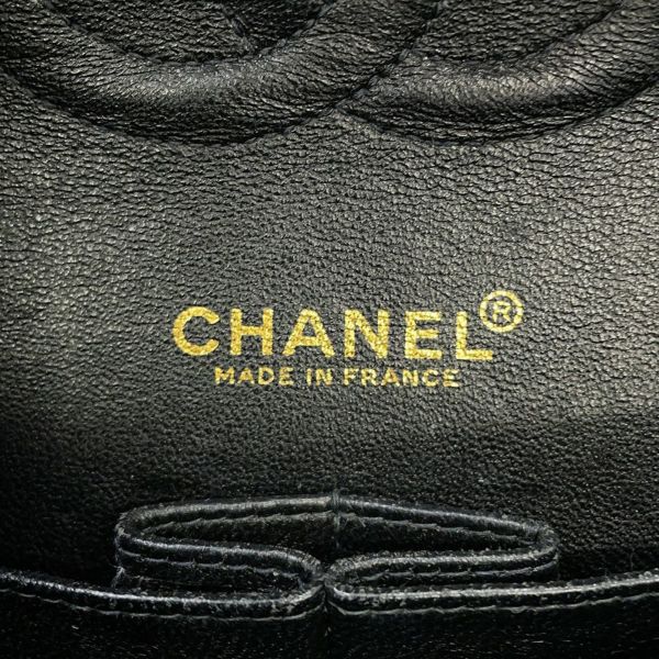 シャネル チェーンショルダーバッグ COCOプリント マトラッセ25 ココマーク ダブルチェーン キャンバス A01112 CHANEL 黒