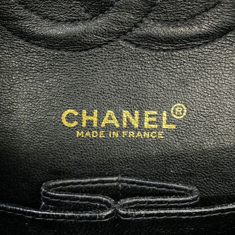 シャネル チェーンショルダーバッグ COCOプリント マトラッセ25 ココマーク ダブルチェーン キャンバス A01112 CHANEL 黒