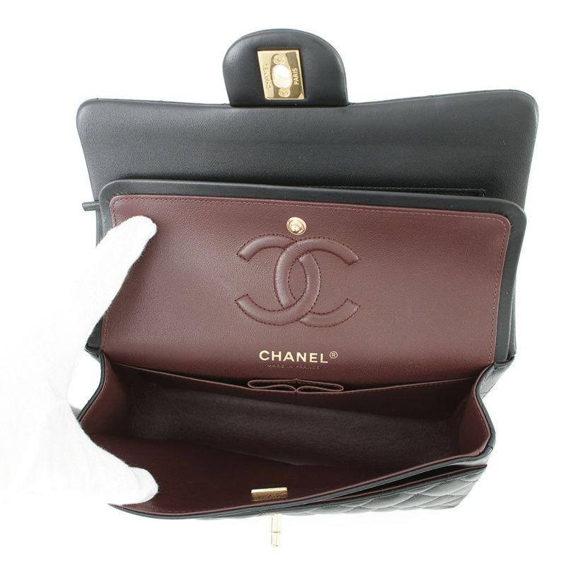 シャネル チェーンショルダーバッグ マトラッセ23 ココマーク ダブルチェーン ラムスキン A01113 CHANEL 黒