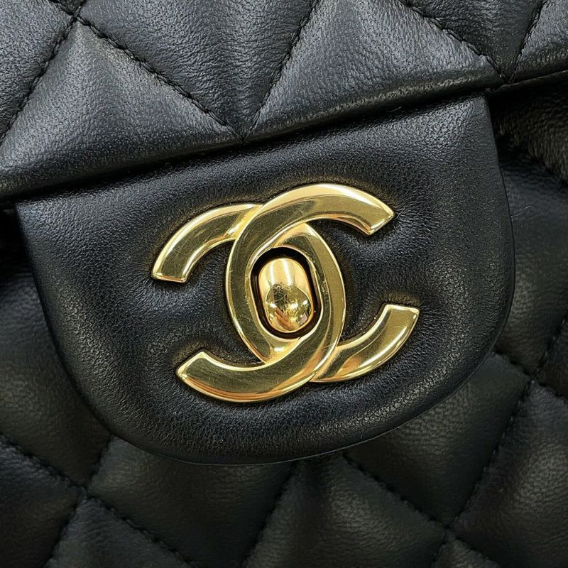 シャネル チェーンショルダーバッグ マトラッセ23 ココマーク ダブルチェーン ラムスキン A01113 CHANEL 黒