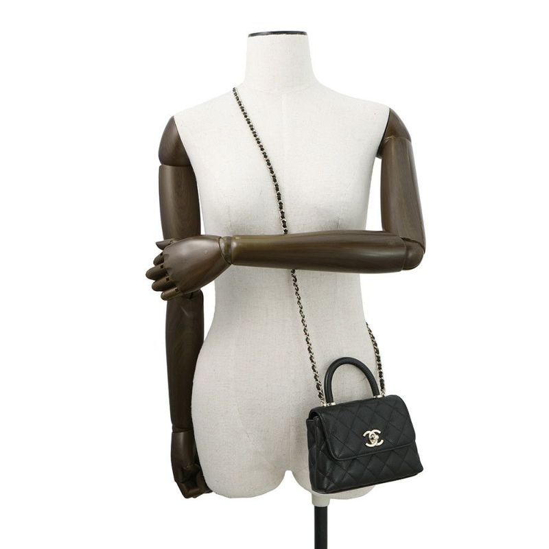 シャネル ハンドバッグ マトラッセ ココハンドル ミニミニ キャビアスキン AP4244 2way 黒