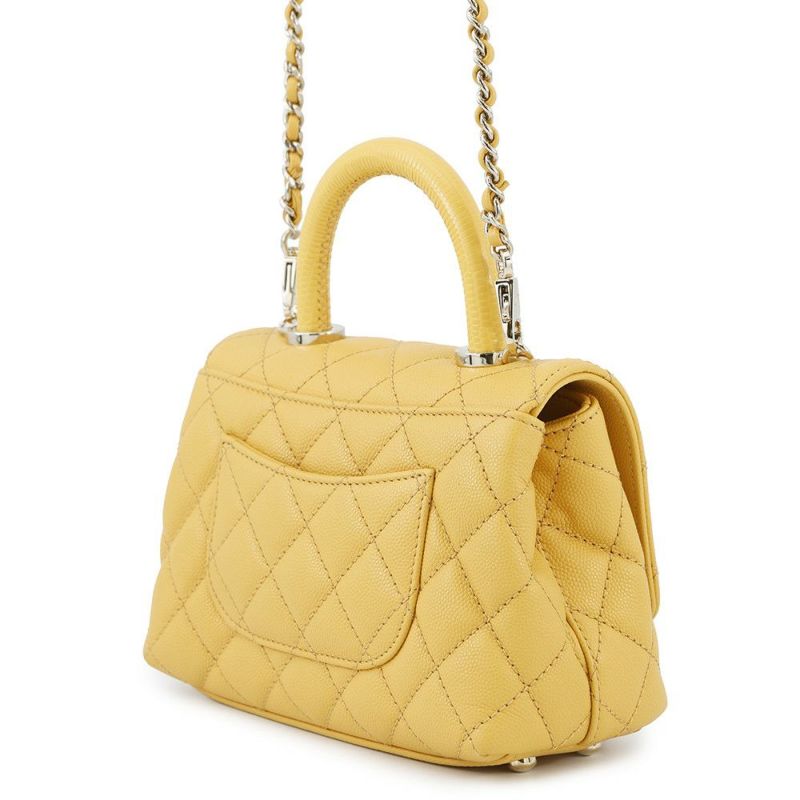 シャネル ハンドバッグ ココマーク ココハンドル マトラッセ ミニ キャビアスキン リザード AS2215 CHANEL 2way