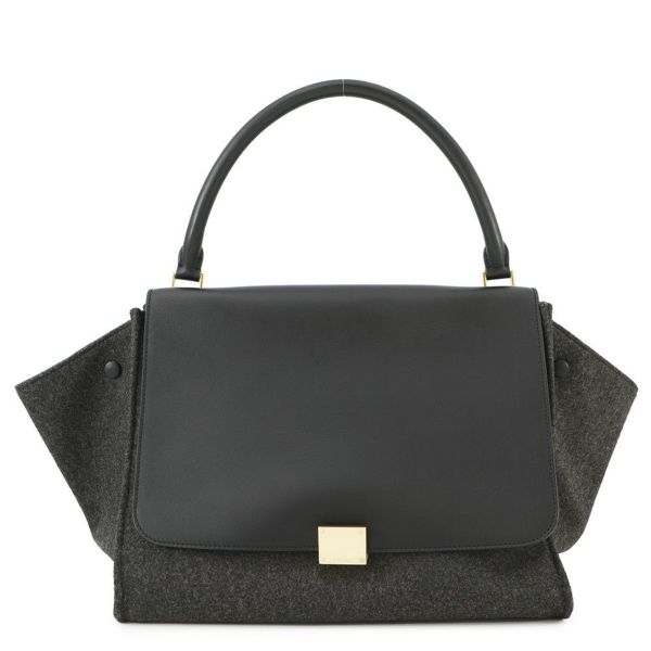 セリーヌ ハンドバッグ トラペーズ フェルト レザー CELINE 黒