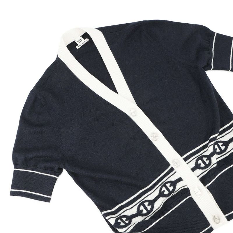 エルメス カーディガン シェーヌダンクル ニットカーディガン シルク カシミヤ レディースサイズ36 HERMES 半袖