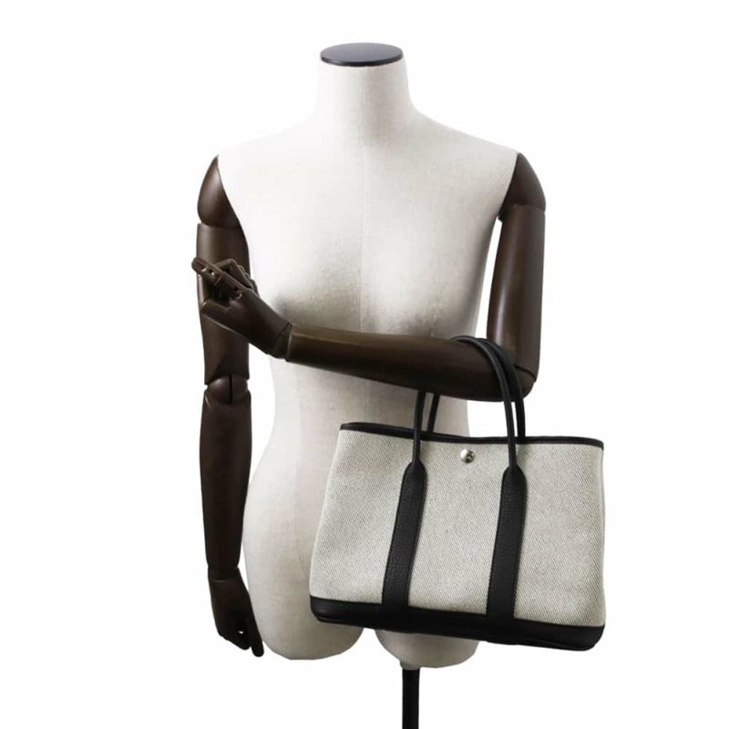 エルメス トートバッグ ガーデンパーティTPM エクリュ/ブラック/シルバー金具 トワルアッシュ/ネゴンダ B刻印