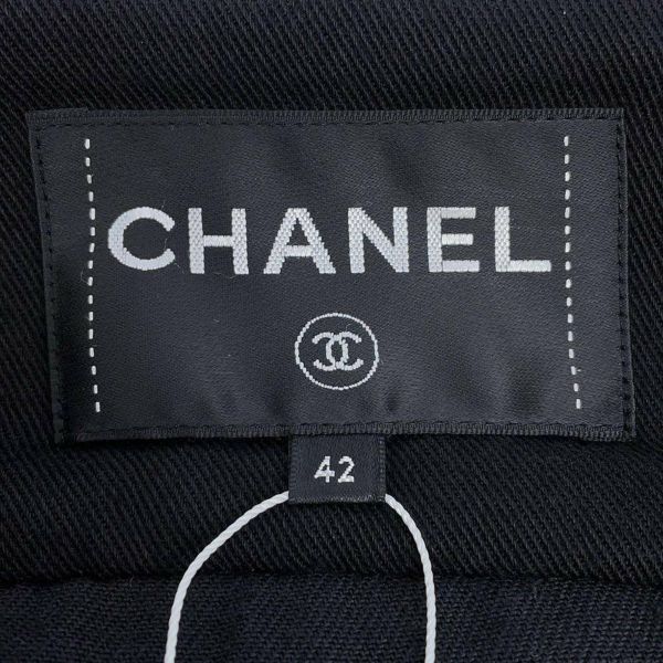 シャネル ジャケット リトルブラック ノーカラー コットン レディースサイズ42 P55644 CHANEL 黒