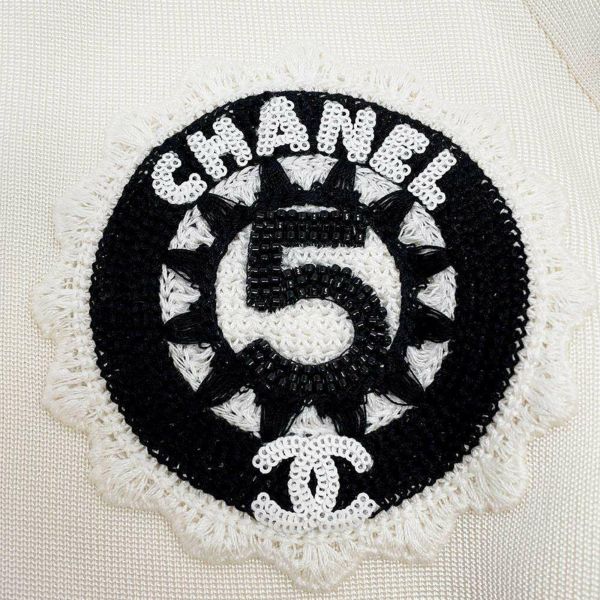 シャネル ブルゾン ココマーク ロゴワッペン スパンコール ビーズ レディースサイズ38 P74166 CHANEL ジャケット 白 黒