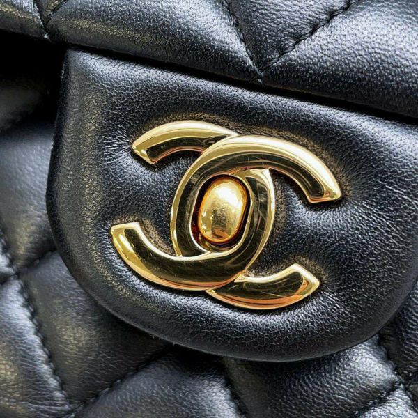 シャネル チェーンショルダーバッグ マトラッセ25 ココマーク ラムスキン ダブルチェーン A01112 CHANEL 黒