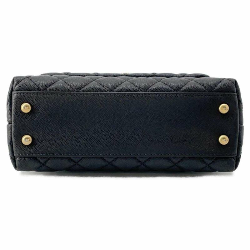 シャネル ハンドバッグ マトラッセ ココマーク ココハンドル キャビアスキン リザード A92990 2wayショルダー 黒