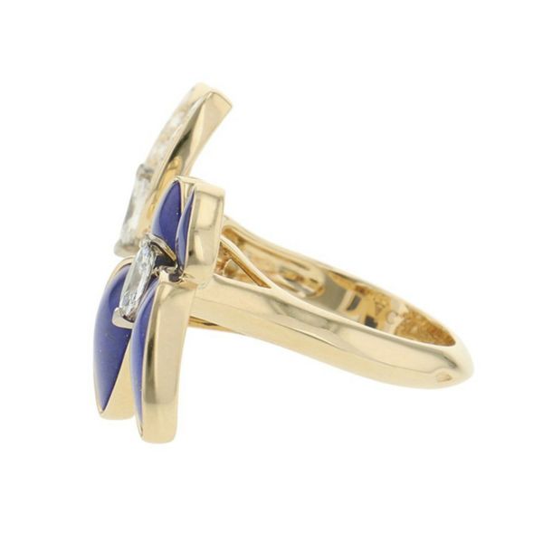 ヴァンクリーフ&アーペル リング ドゥ パピヨン アントレ レ ドア リング ダイヤ 36P 計0.99ct/ラピスラズリ K18YG サイズ49 指輪