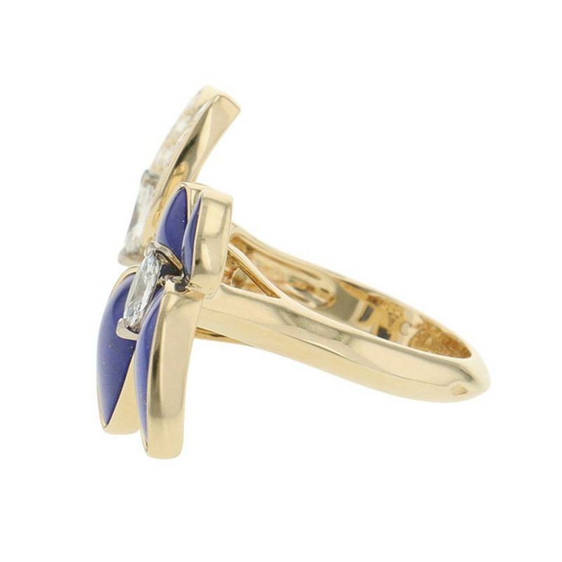 ヴァンクリーフ&アーペル リング ドゥ パピヨン アントレ レ ドア リング ダイヤ 36P 計0.99ct/ラピスラズリ K18YG サイズ49 指輪