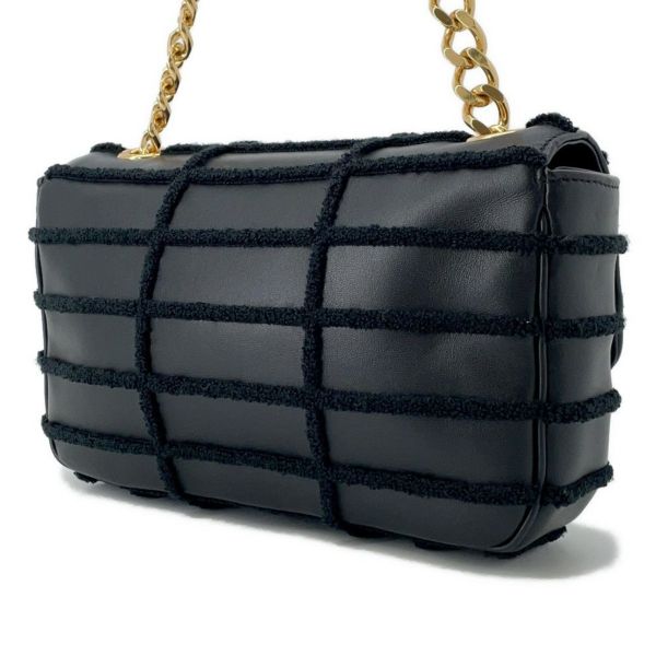 セリーヌ チェーンショルダーバッグ モノクローム パイル レザー 111273FCK.38NO CELINE 黒 ワンショルダー