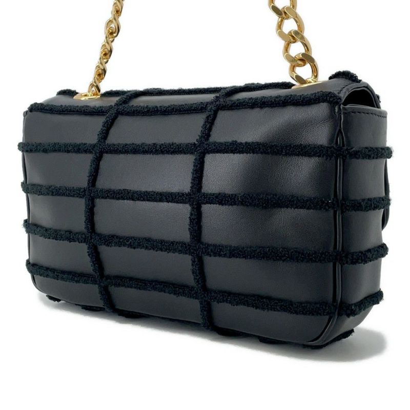 セリーヌ チェーンショルダーバッグ モノクローム パイル レザー 111273FCK.38NO CELINE 黒 ワンショルダー