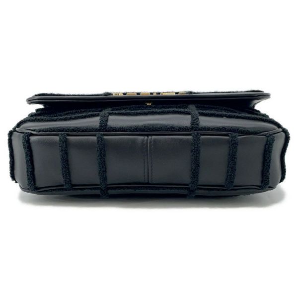 セリーヌ チェーンショルダーバッグ モノクローム パイル レザー 111273FCK.38NO CELINE 黒 ワンショルダー