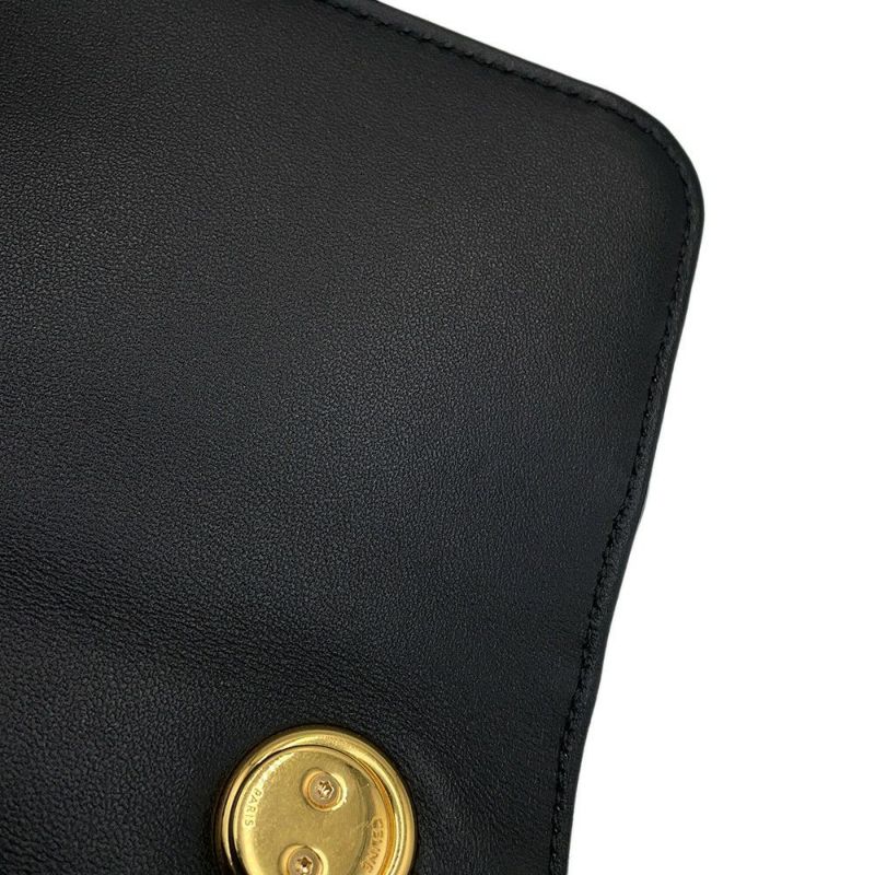 セリーヌ チェーンショルダーバッグ モノクローム パイル レザー 111273FCK.38NO CELINE 黒 ワンショルダー