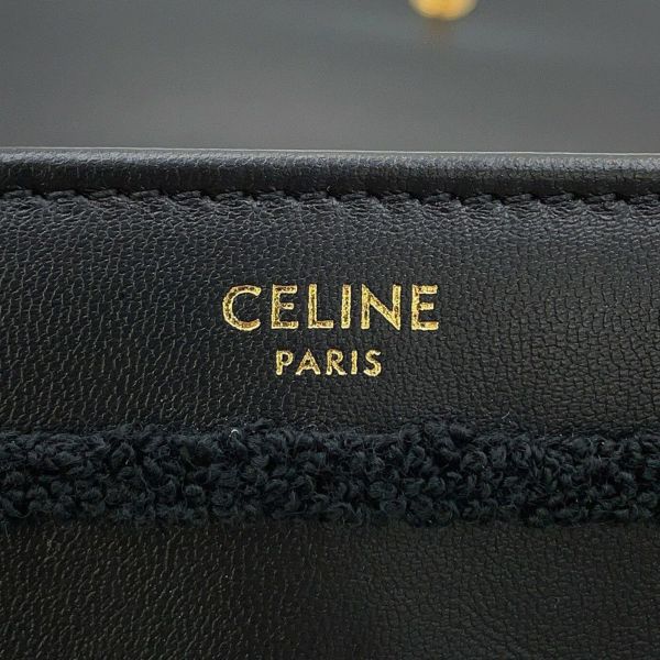 セリーヌ チェーンショルダーバッグ モノクローム パイル レザー 111273FCK.38NO CELINE 黒 ワンショルダー