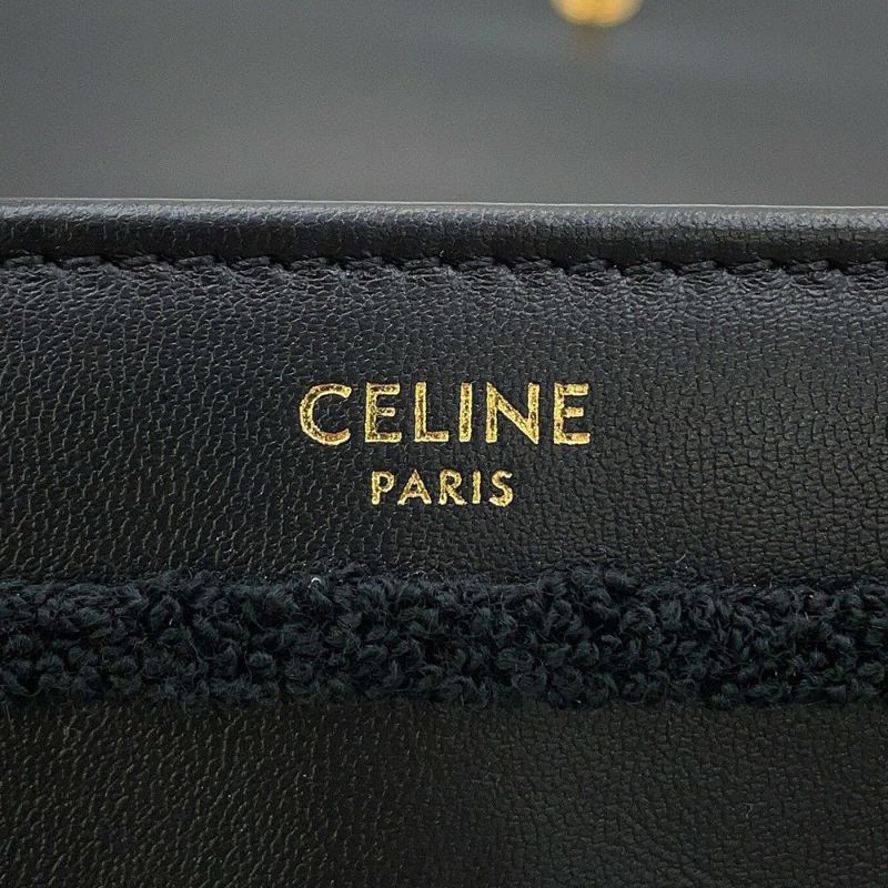セリーヌ チェーンショルダーバッグ モノクローム パイル レザー 111273FCK.38NO CELINE 黒 ワンショルダー