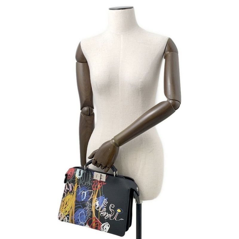 フェンディ ハンドバッグ ピーカブー アイシーユー ミニ レザー 7VA530 FENDI 2wayショルダー 黒