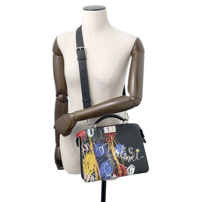フェンディ ハンドバッグ ピーカブー アイシーユー ミニ レザー 7VA530 FENDI 2wayショルダー 黒
