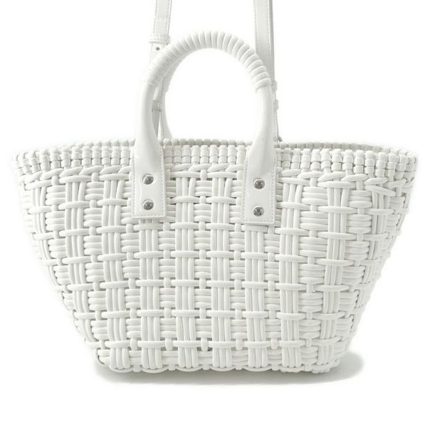 バレンシアガ ハンドバッグ ビストロ XS パテントレザー 671342 BALENCIAGA 2wayショルダーバッグ バスケットバッグ 白