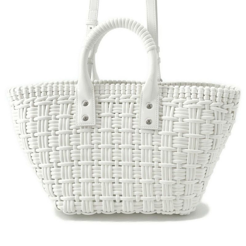 バレンシアガ ハンドバッグ ビストロ XS パテントレザー 671342 BALENCIAGA 2wayショルダーバッグ バスケットバッグ 白
