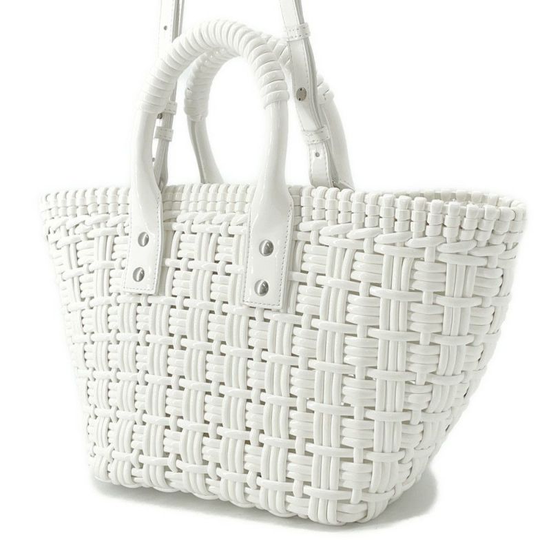 バレンシアガ ハンドバッグ ビストロ XS パテントレザー 671342 BALENCIAGA 2wayショルダーバッグ バスケットバッグ 白