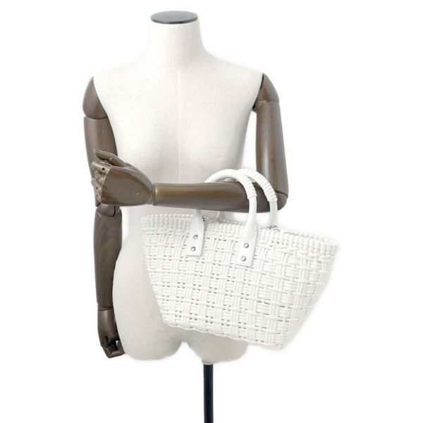 バレンシアガ ハンドバッグ ビストロ XS パテントレザー 671342 BALENCIAGA 2wayショルダーバッグ バスケットバッグ 白