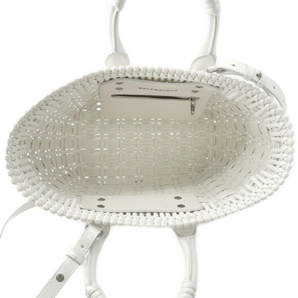 バレンシアガ ハンドバッグ ビストロ XS パテントレザー 671342 BALENCIAGA 2wayショルダーバッグ バスケットバッグ 白