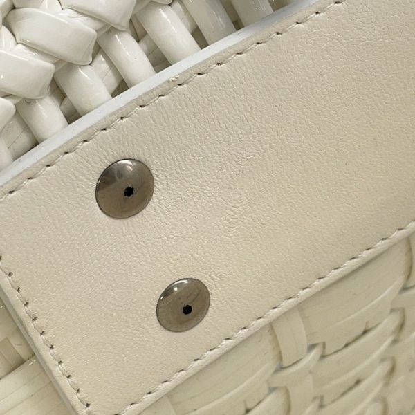 バレンシアガ ハンドバッグ ビストロ XS パテントレザー 671342 BALENCIAGA 2wayショルダーバッグ バスケットバッグ 白