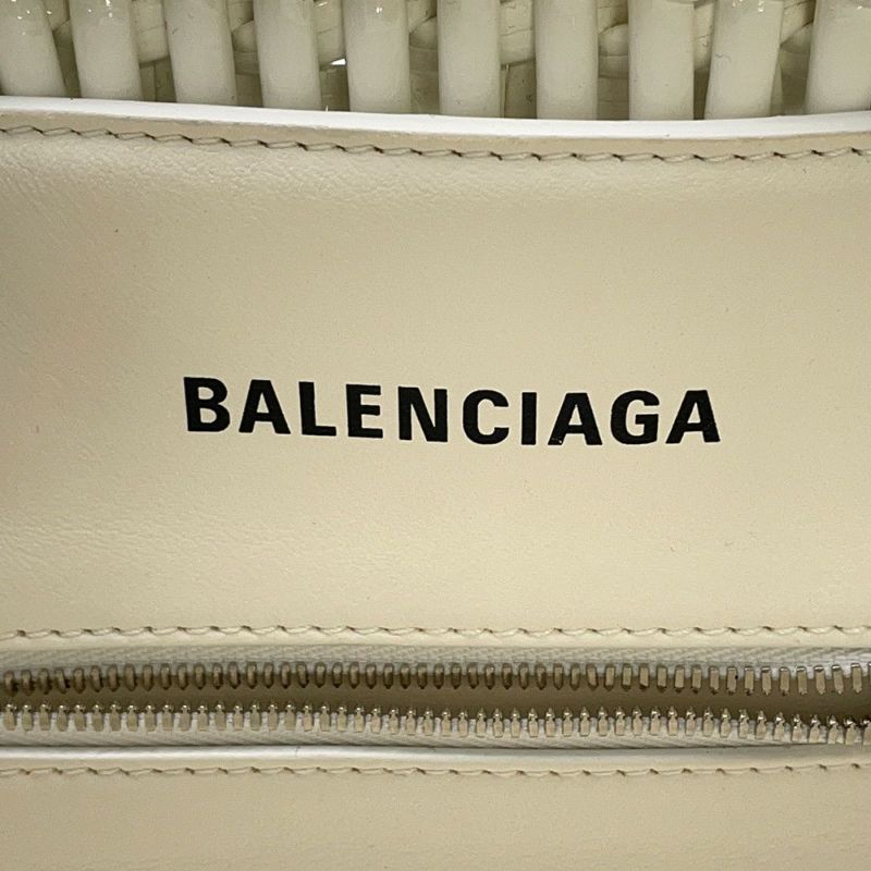 バレンシアガ ハンドバッグ ビストロ XS パテントレザー 671342 BALENCIAGA 2wayショルダーバッグ バスケットバッグ 白
