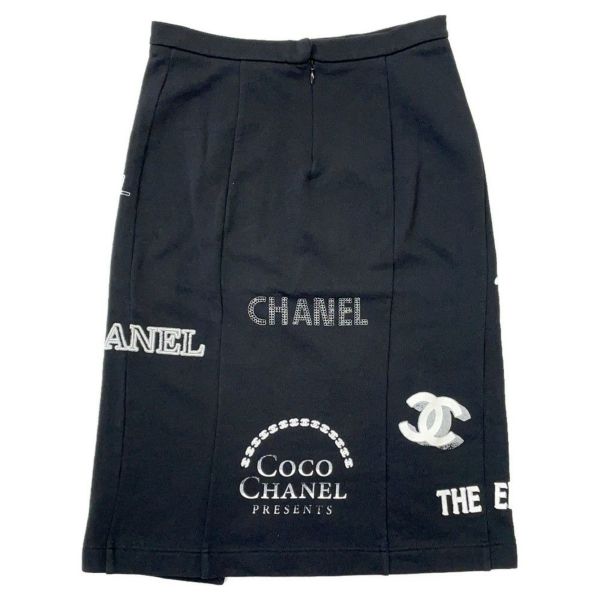 シャネル スカート ココマーク ロゴプリント スウェット スカート コットン レディースサイズ36 P70693 CHANEL 黒