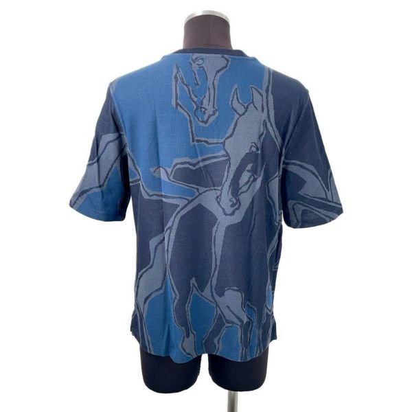 エルメス 半袖Tシャツ Dance of Horses Light 馬柄 鹿の子 コットン メンズサイズM HERMES