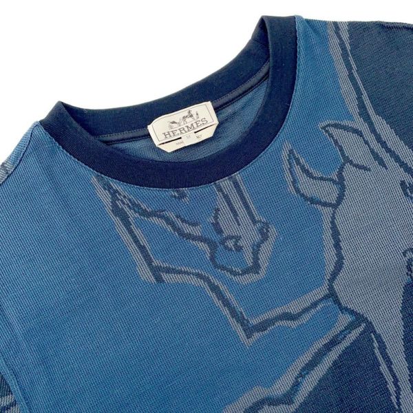 エルメス 半袖Tシャツ Dance of Horses Light 馬柄 鹿の子 コットン メンズサイズM HERMES