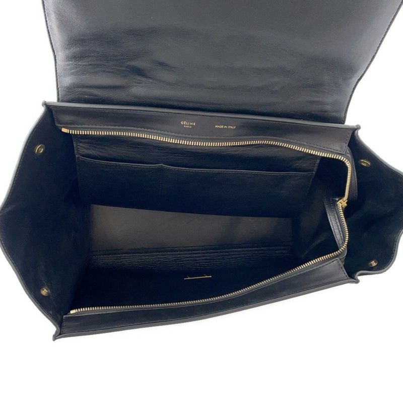 セリーヌ ハンドバッグ トラペーズ クロコ型押しレザー スエード CELINE 2way 黒